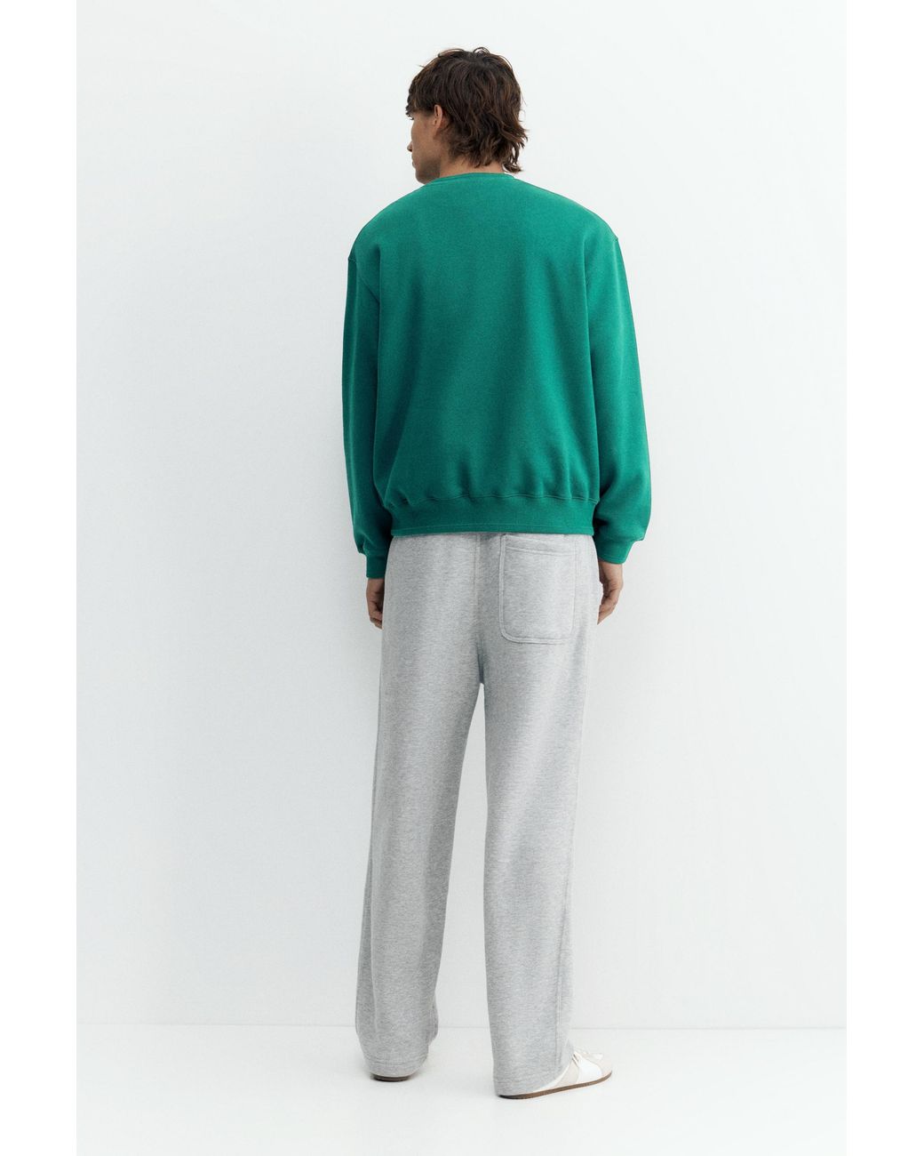 Pull&Bear Green Relaxed Fit Round Neck Sweatshirt for men