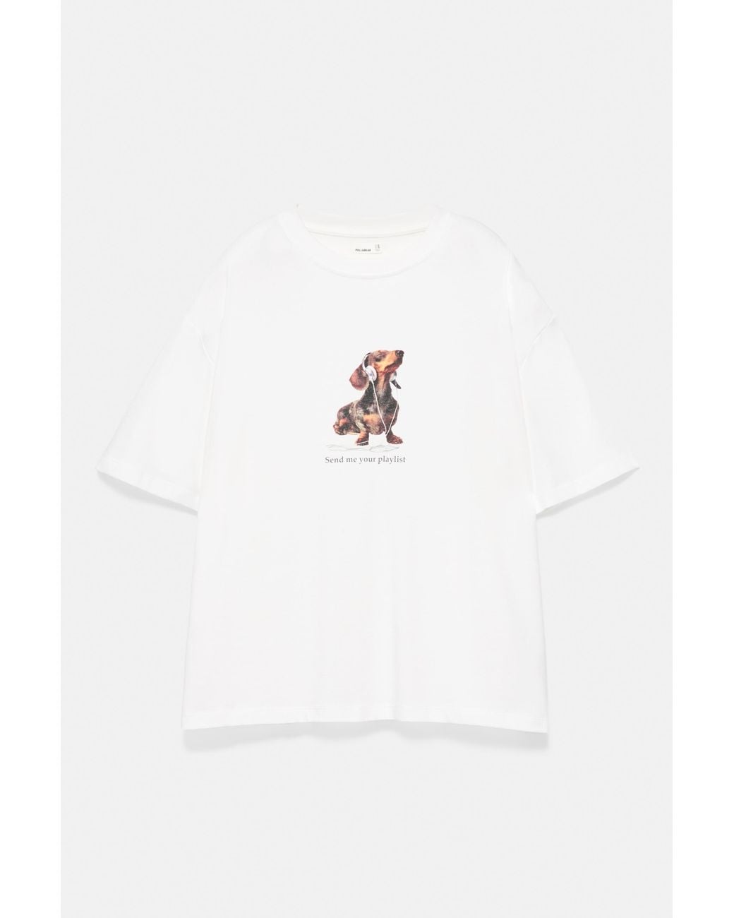 Pull&Bear White Regular Fit Dog Graphic T-Shirt