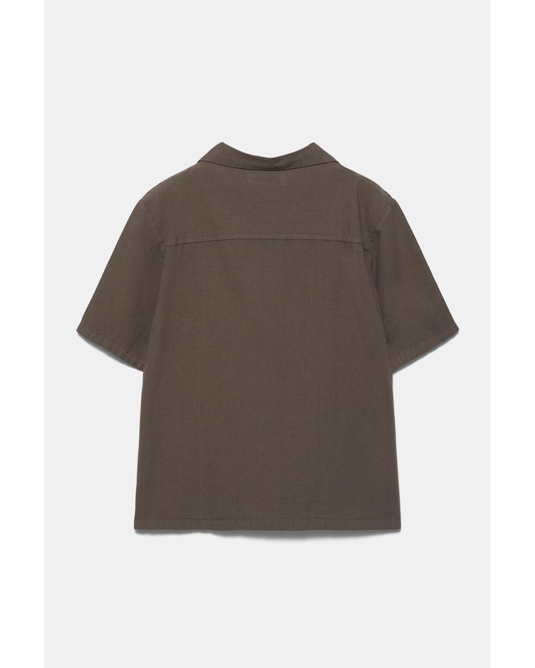 Pull&Bear Brown Short Sleeve Linen Blend Shirt for men