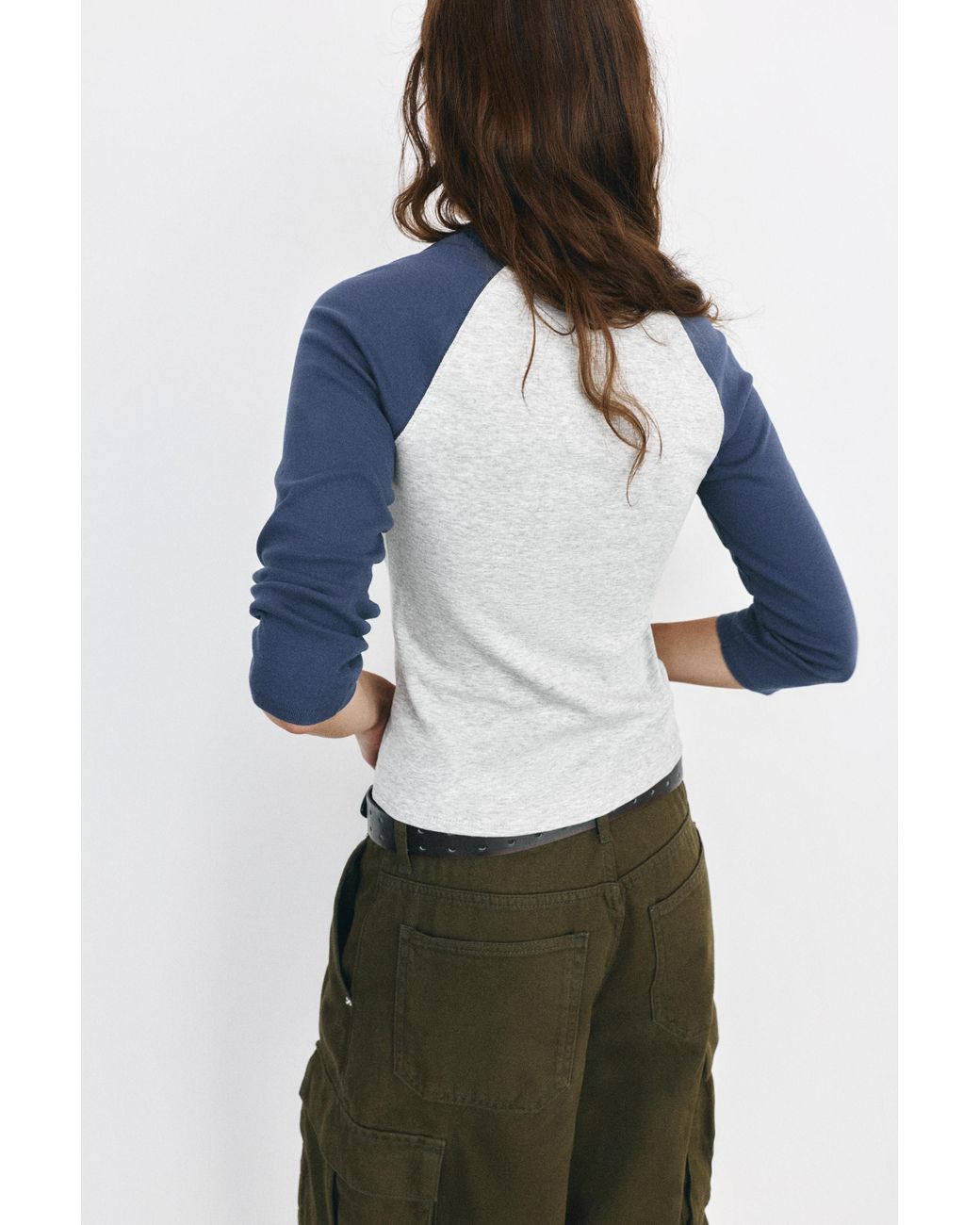 Pull&Bear Blue Graphic Raglan Sleeve T-Shirt