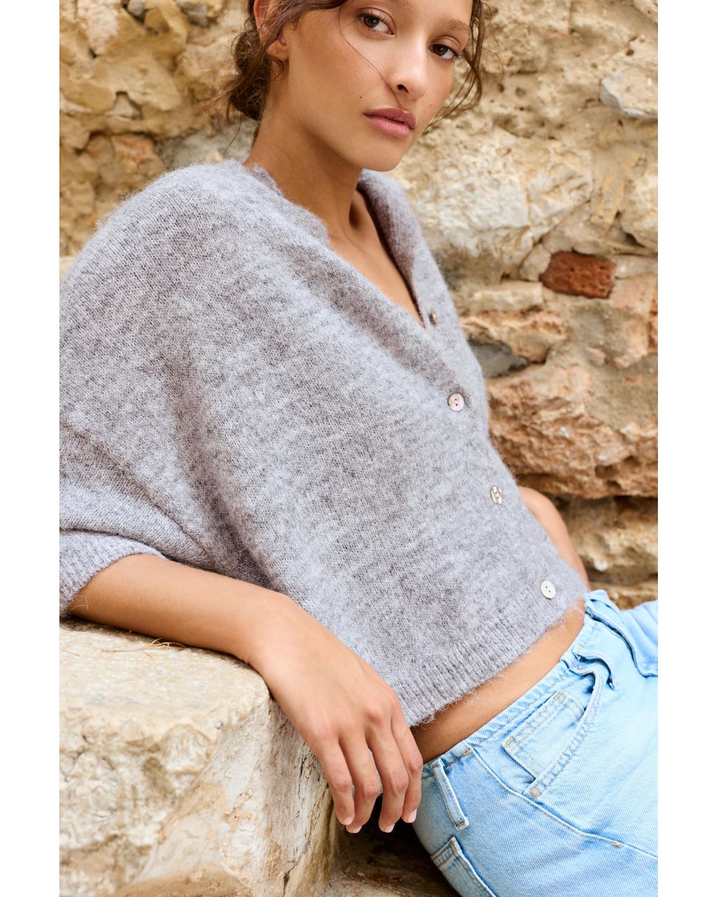 Pull&Bear Blue Short Sleeve Cardigan