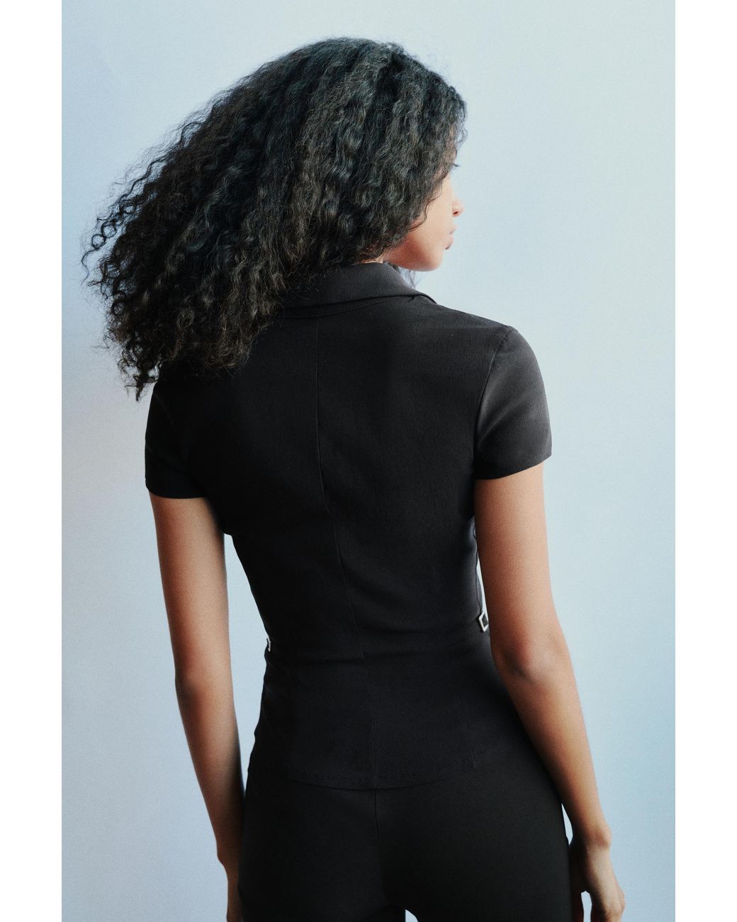 Pull&Bear Black Short Sleeve Fitted Shirt