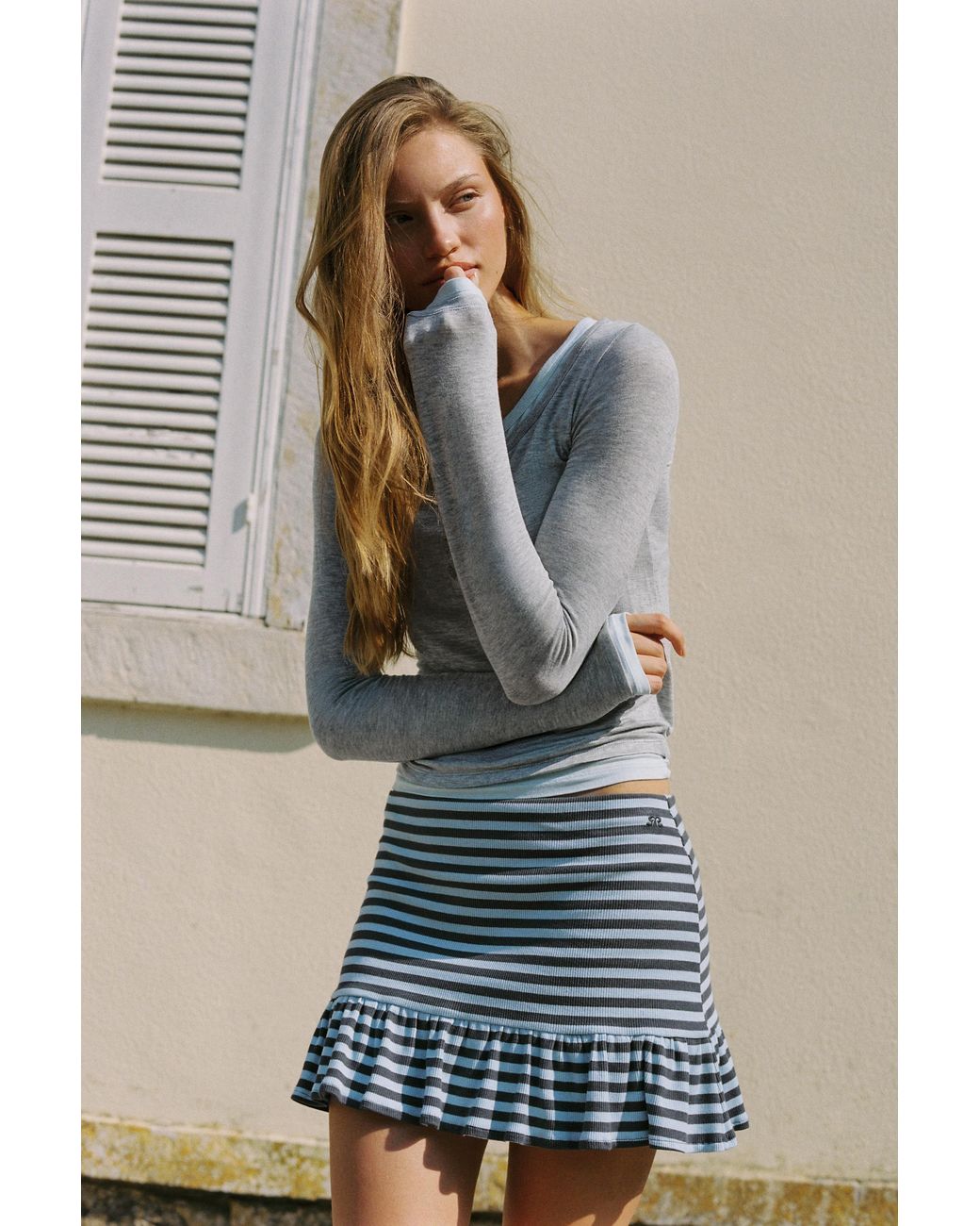Pull&Bear Multicolor Striped Ruffled Mini Skirt