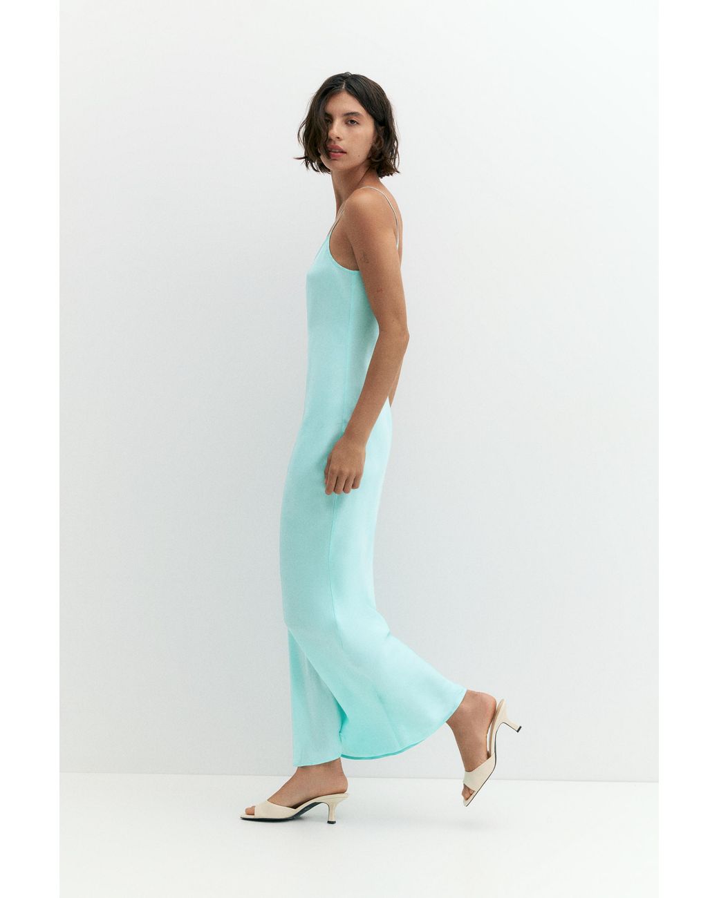 Pull&Bear Black Satin Midi Dress