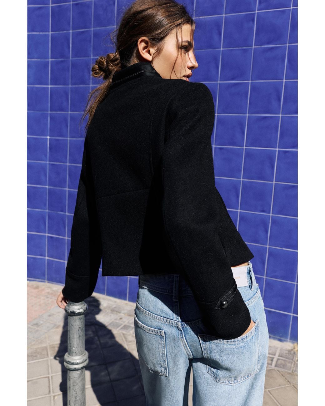 Pull&Bear Blue Fitted Fireman Clasp Jacket