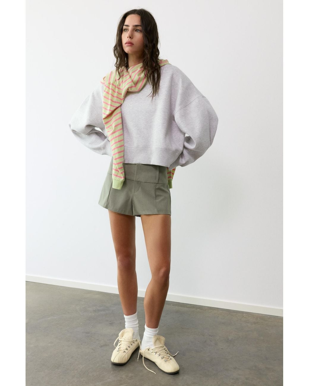 Pull&Bear Gray Round Neck Sweatshirt