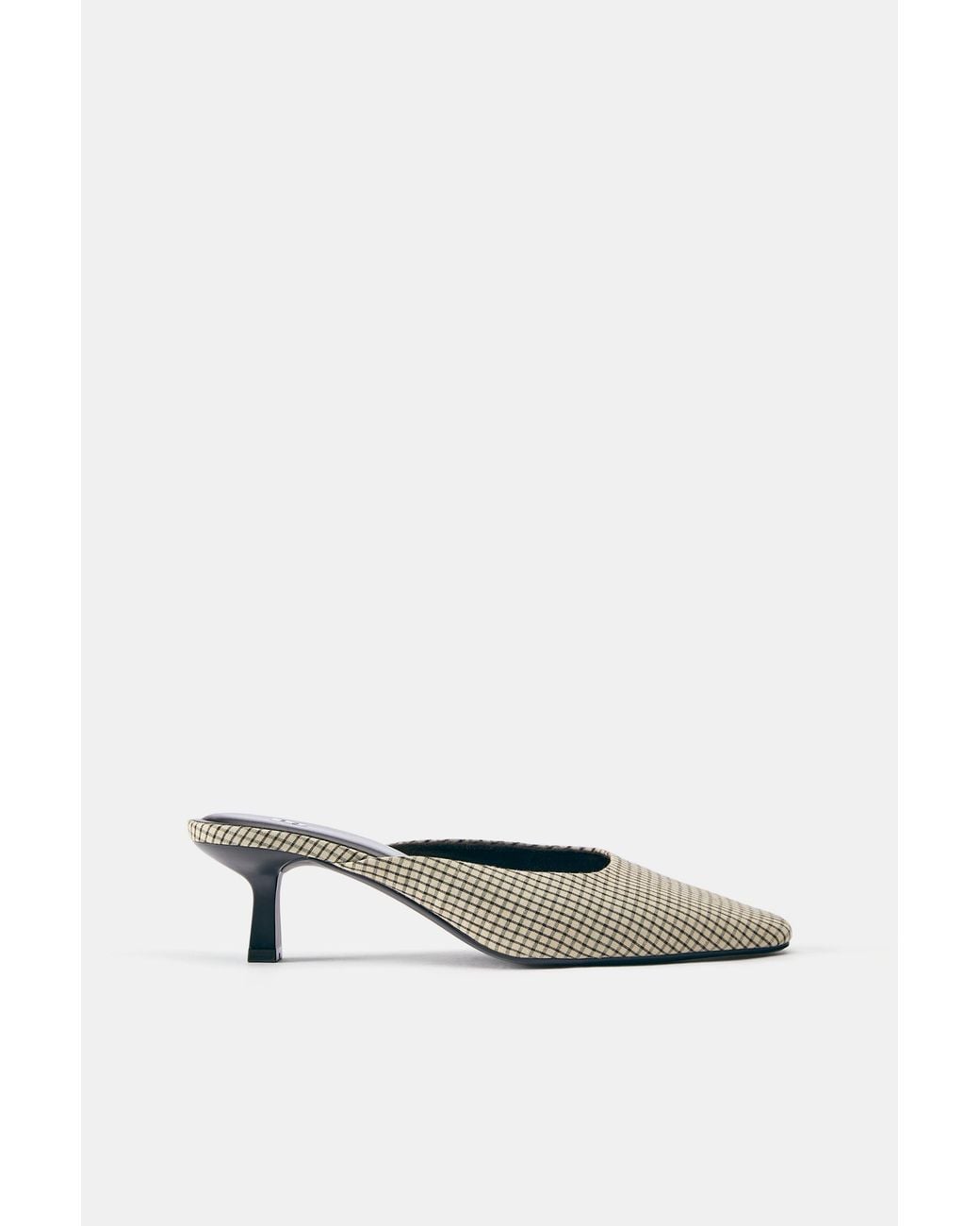 Pull&Bear White Checked Mule Heels