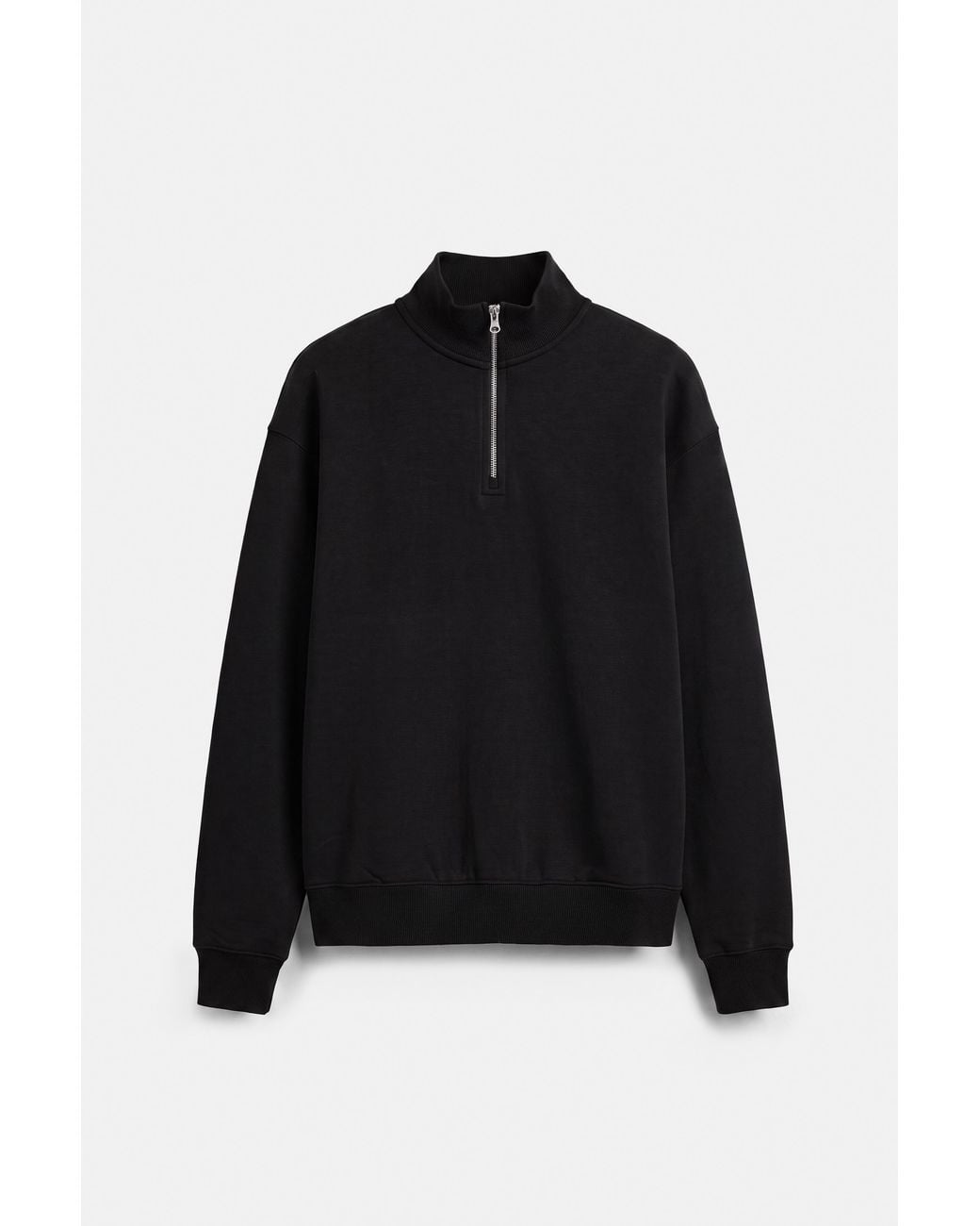 Pull&Bear Black Quarter-Zip Sweatshirt for men