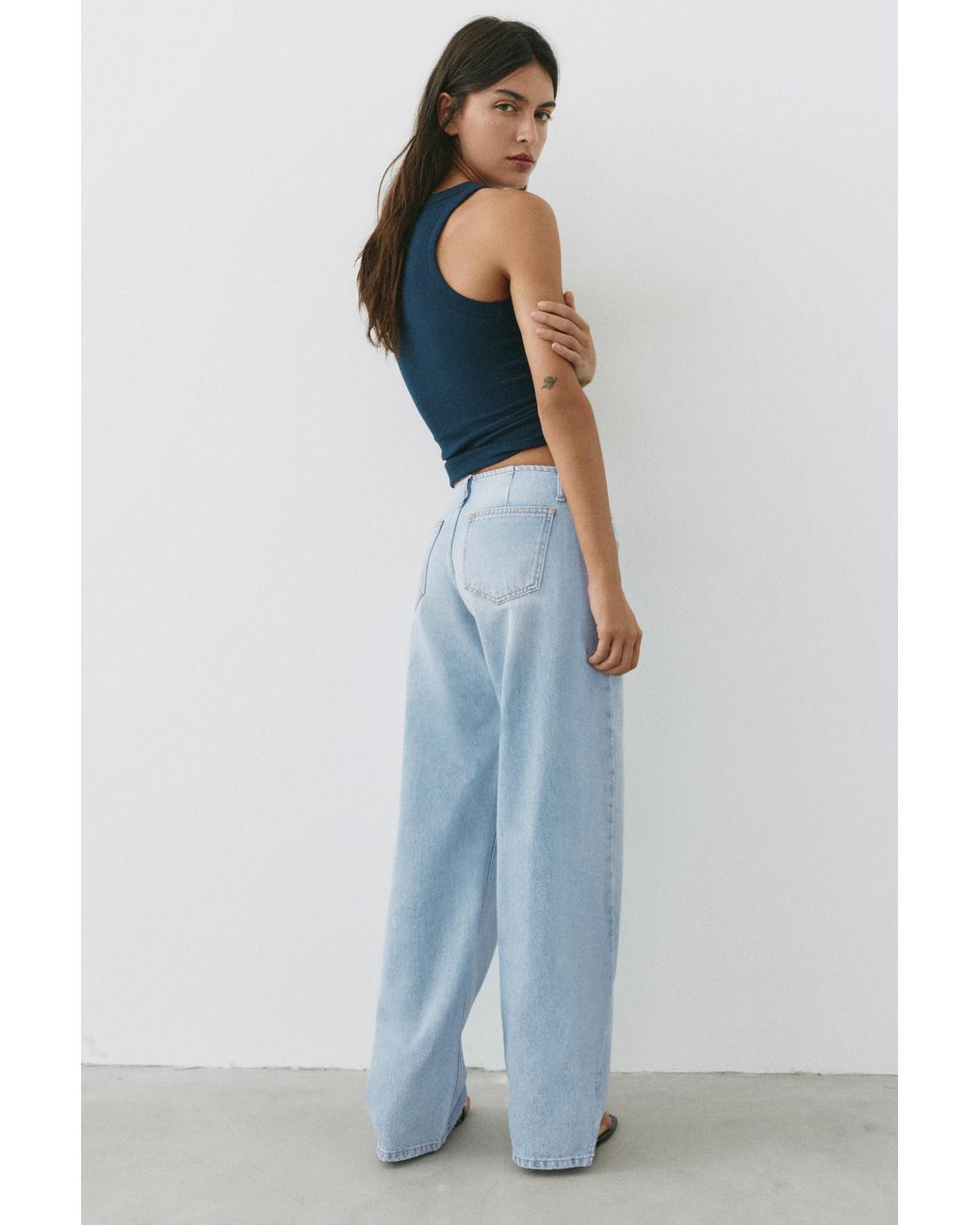 Pull&Bear Blue Low-Rise Straight Jeans