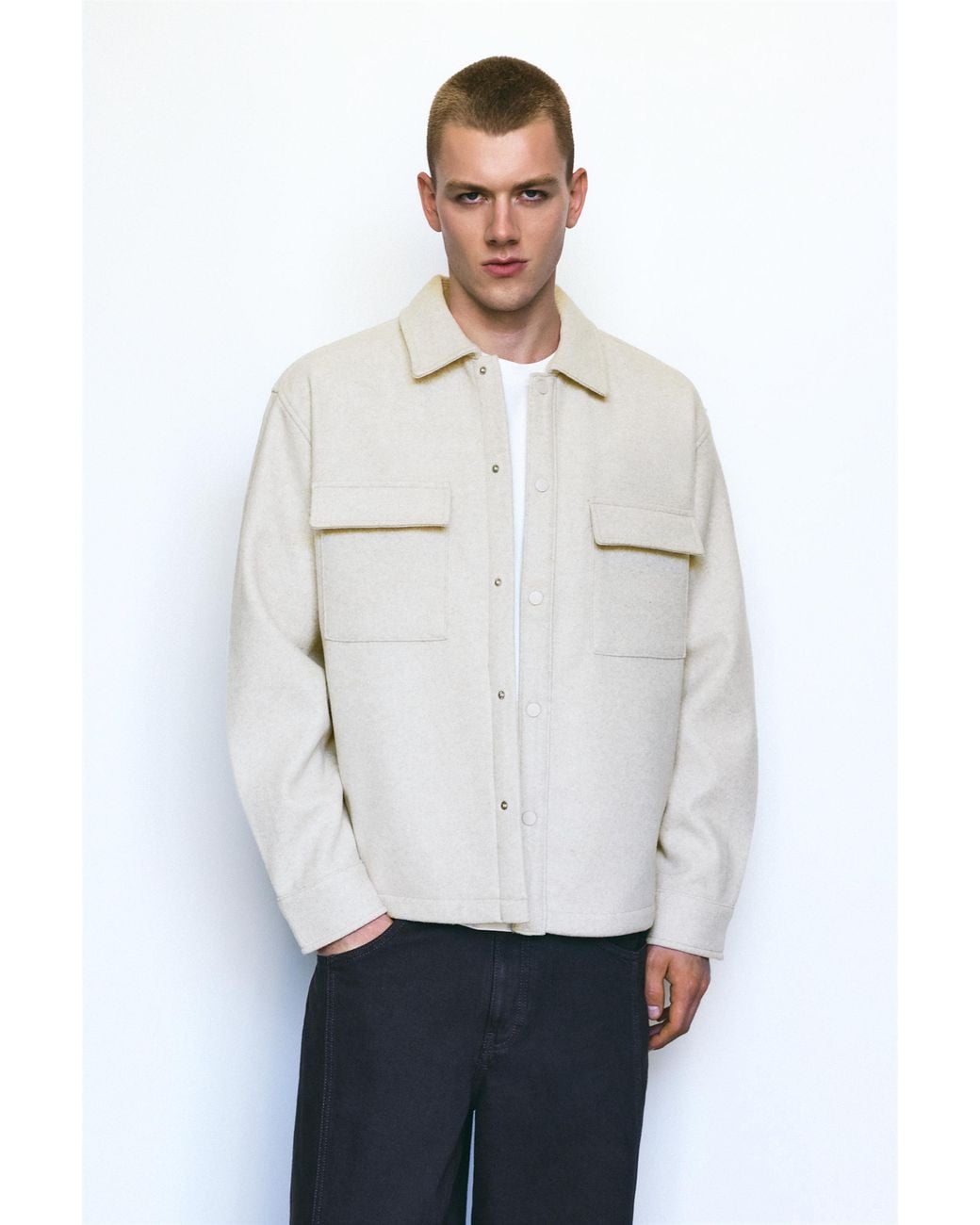 Pull&Bear Blue Long Sleeve Overshirt for men