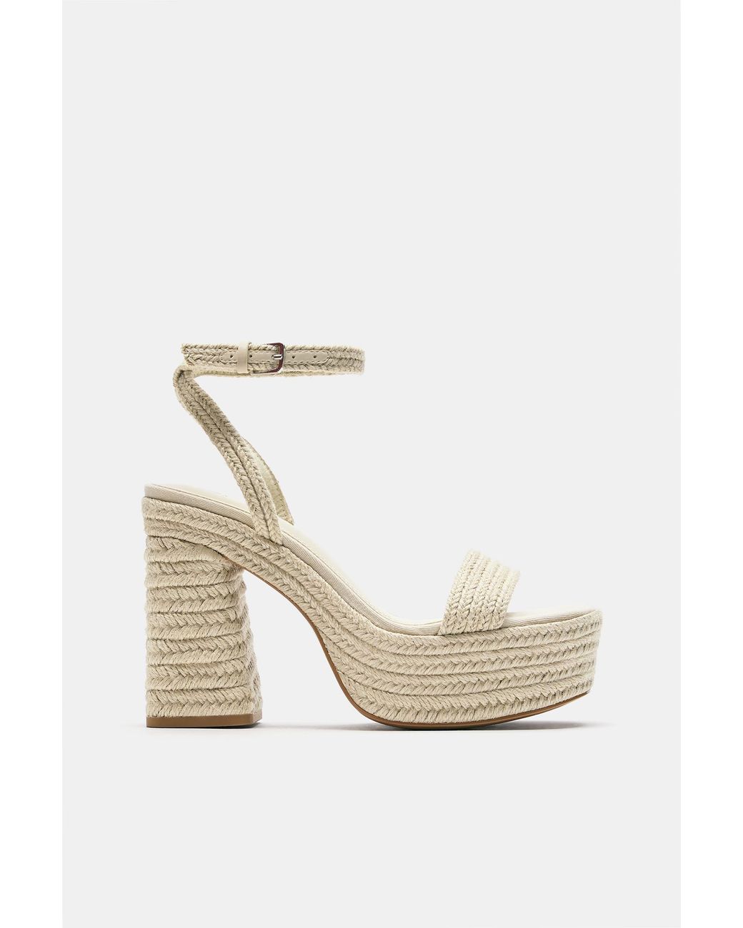 Pull&Bear White Platform High-Heel Sandals