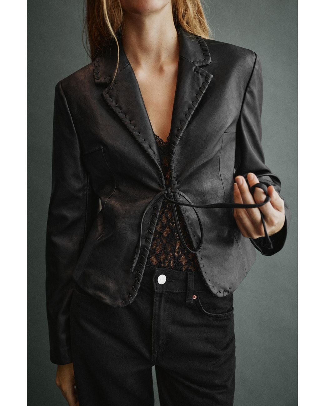 Pull&Bear Getailleerde Blazer Met Leereffect in het Gray