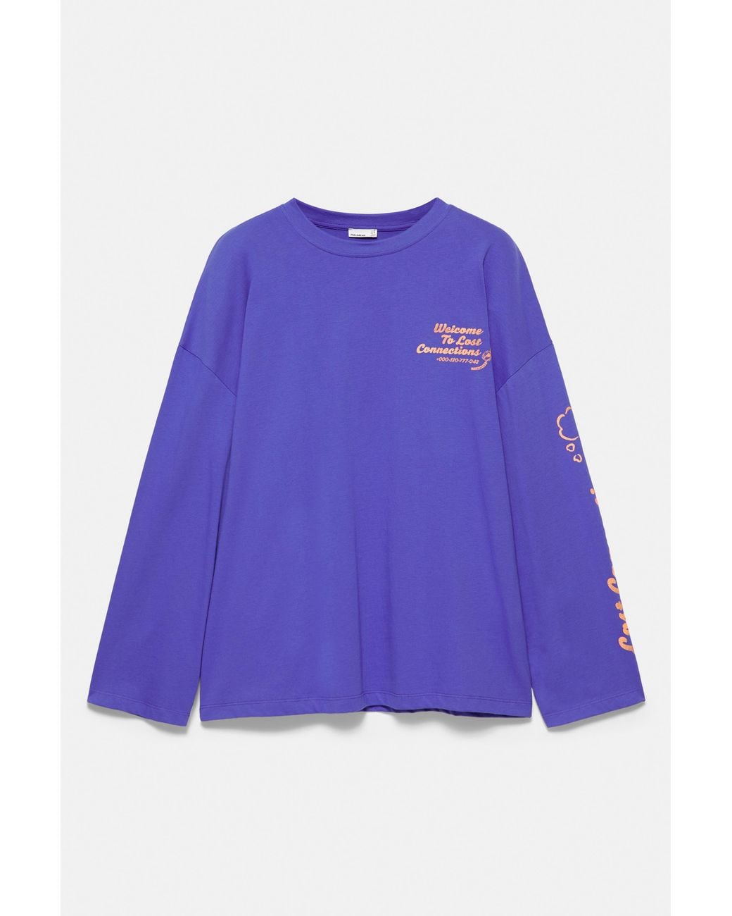 Pull&Bear Blue Long Sleeve Angel T-Shirt