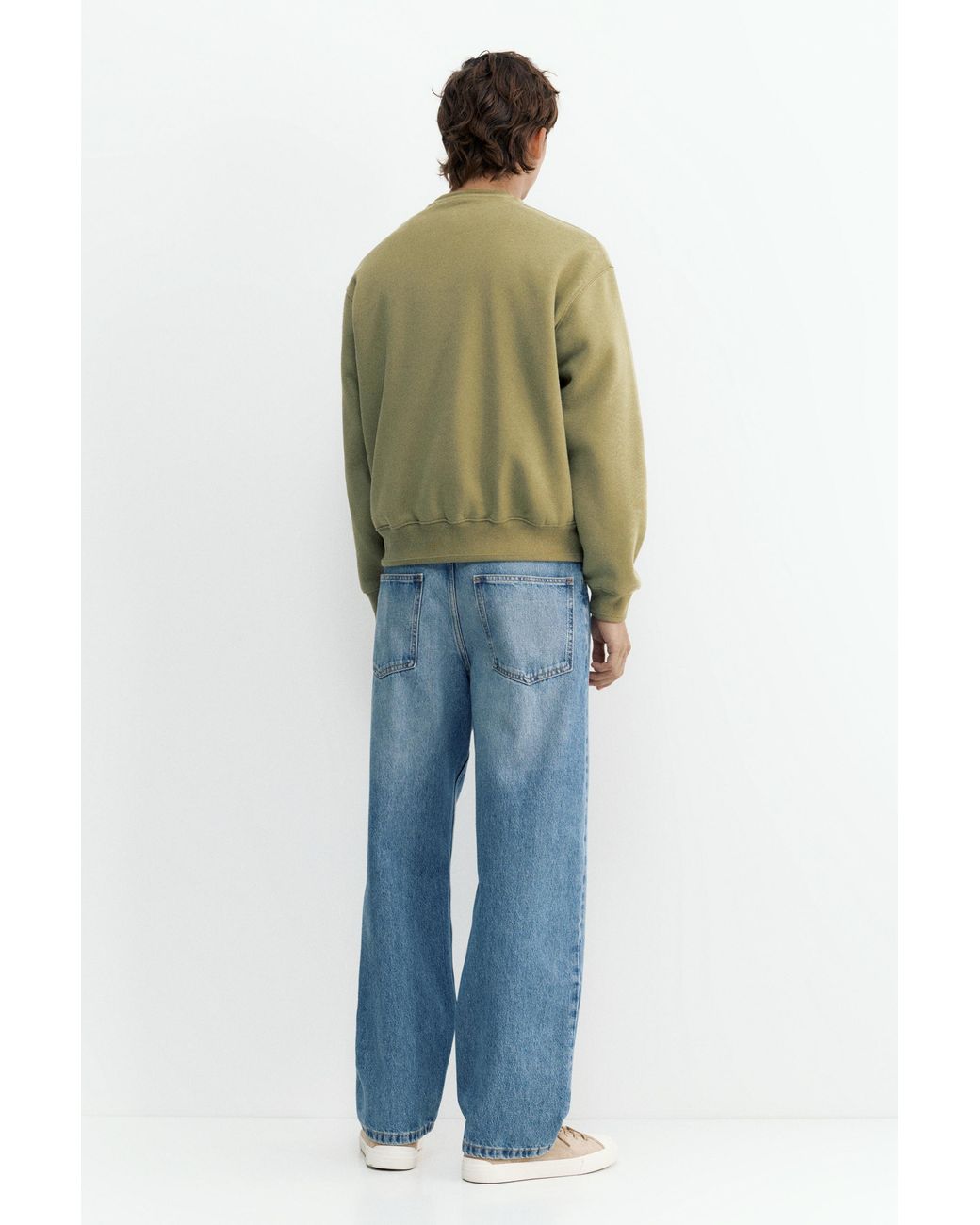 Pull&Bear Green Relaxed Fit Round Neck Sweatshirt for men