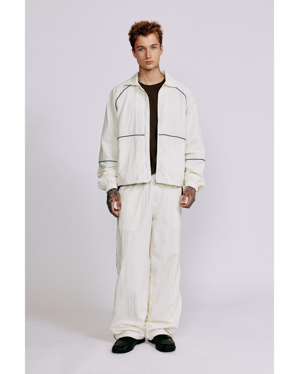 Pull&Bear Natural Lightweight Contrast Stitch Jacket for men