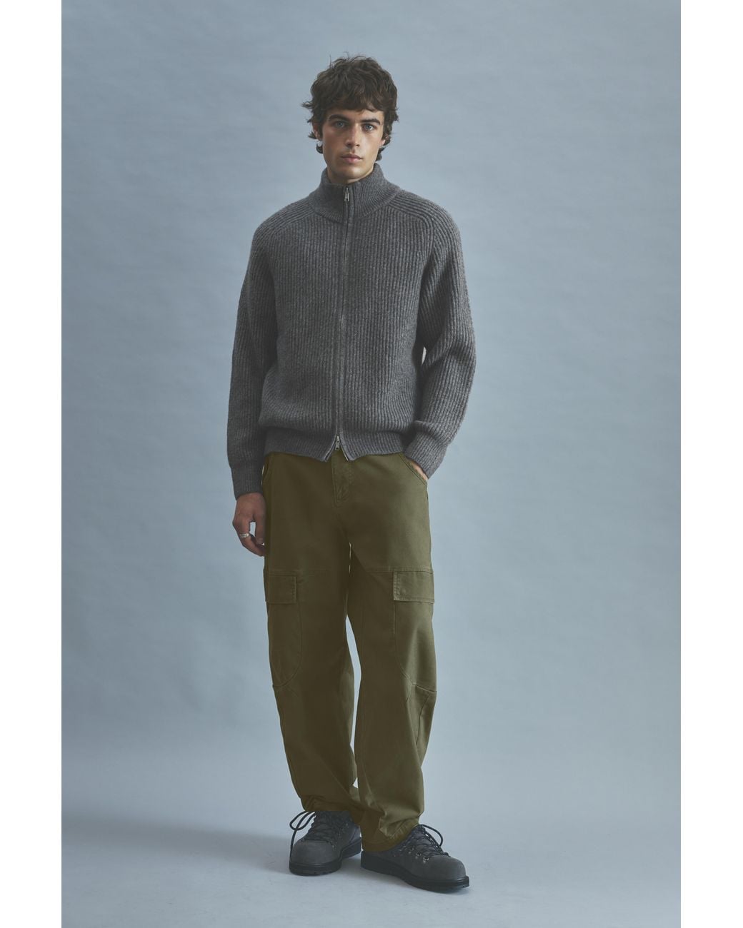 Pull&Bear Blue Barrel Cargo Trousers for men