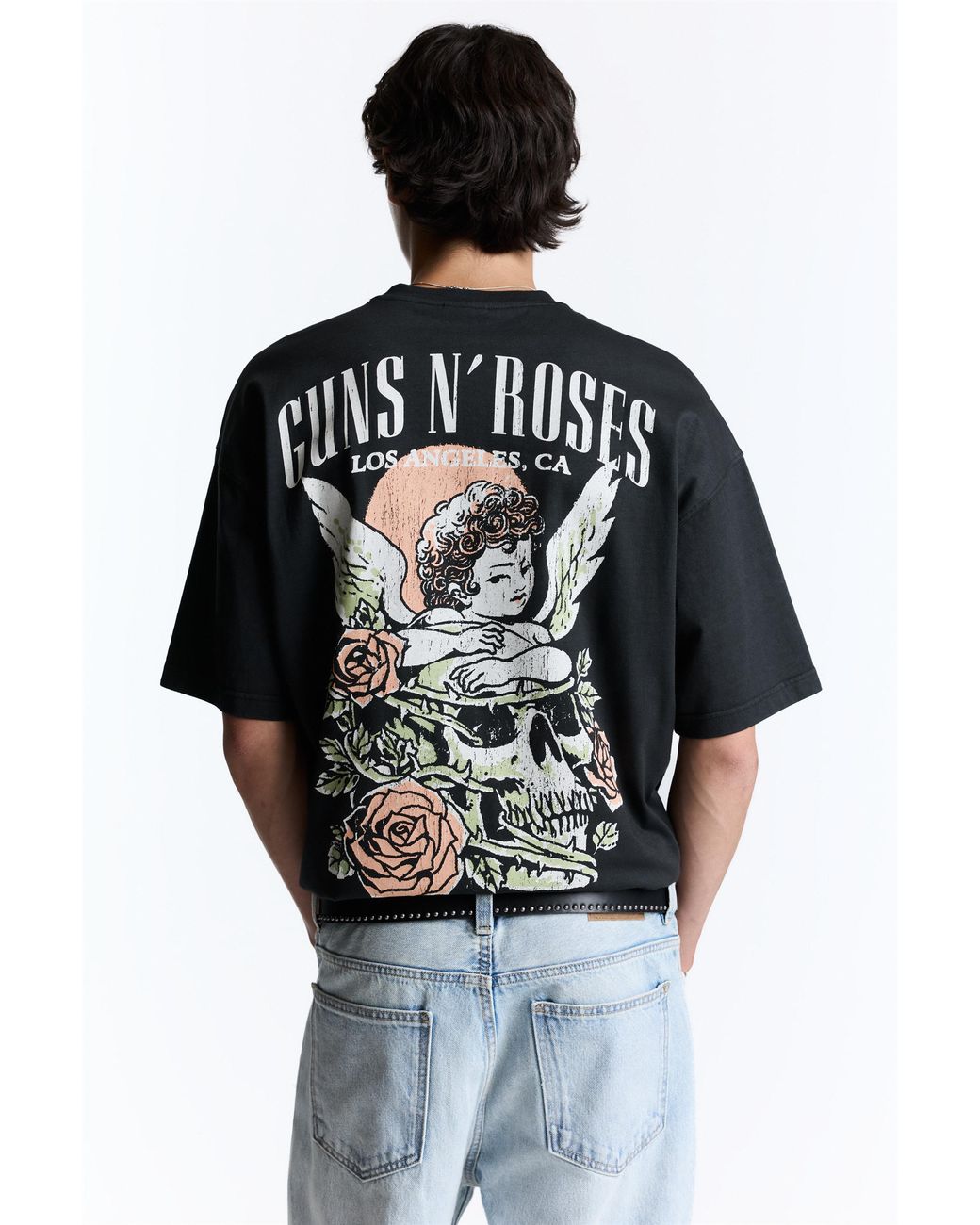 Pull&Bear Black Relaxed Fit Guns N' Roses T-Shirt for men