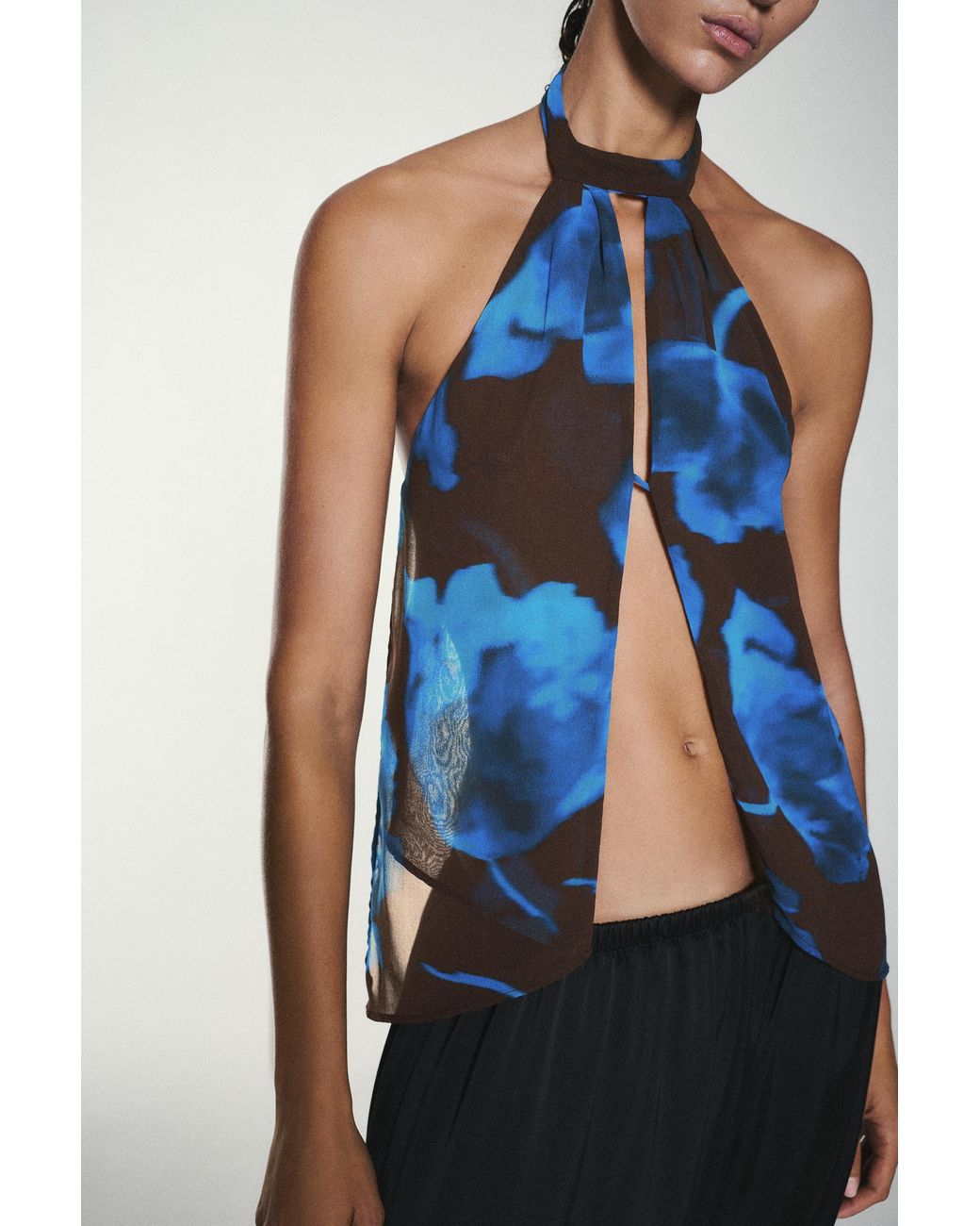 Pull&Bear Blue Floral Halter Top