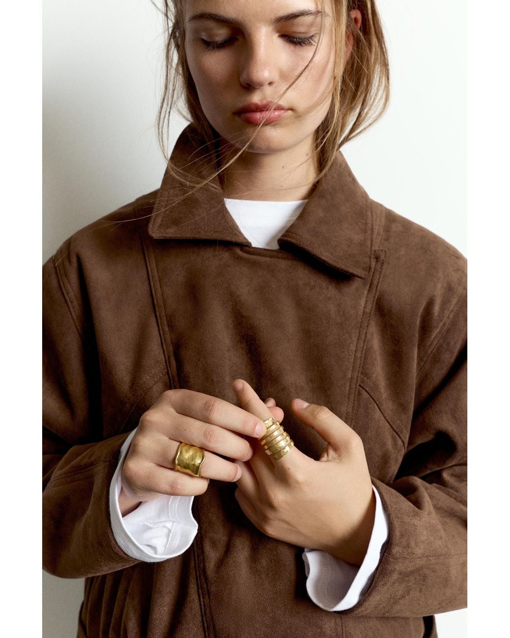Pull&Bear Metallic 2-Pack Of Wide Spiral Rings