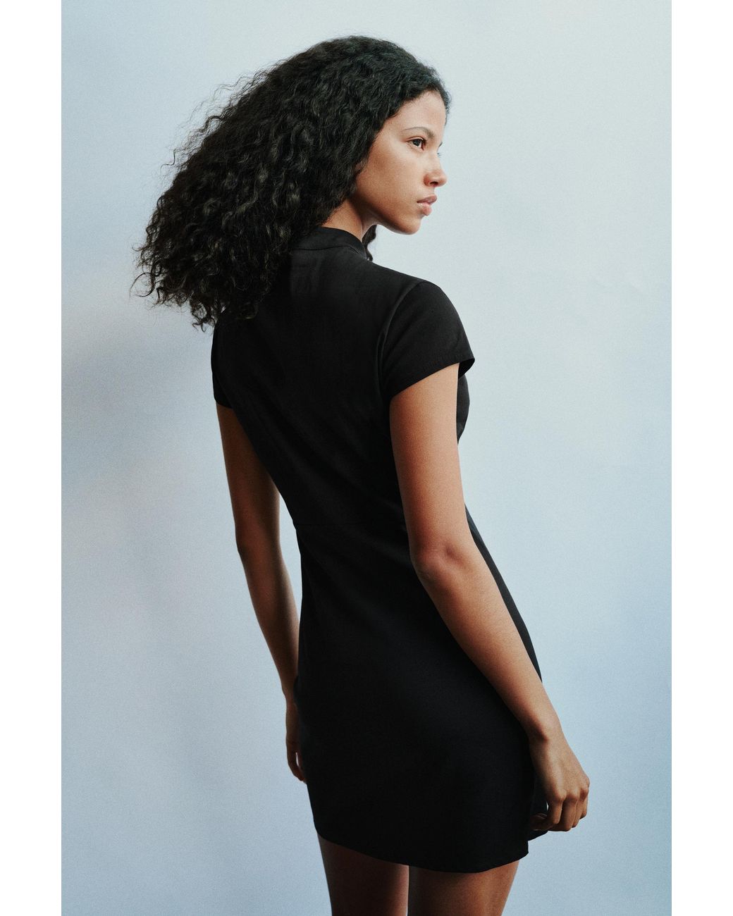 Pull&Bear Black Short Bow Dress