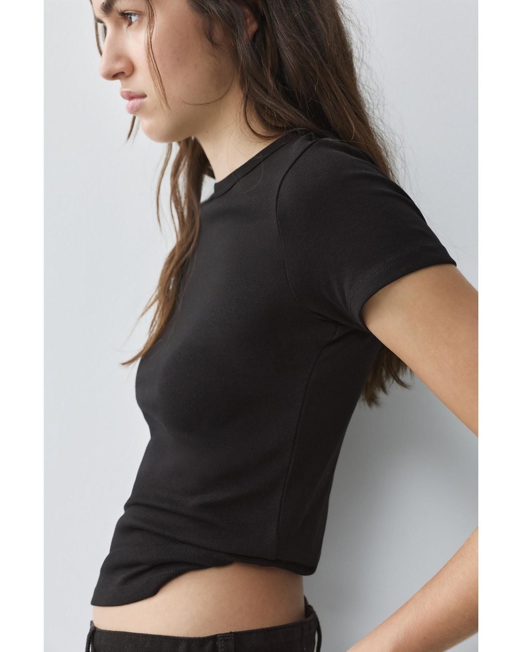 Pull&Bear Black Fitted Short Sleeve T-Shirt
