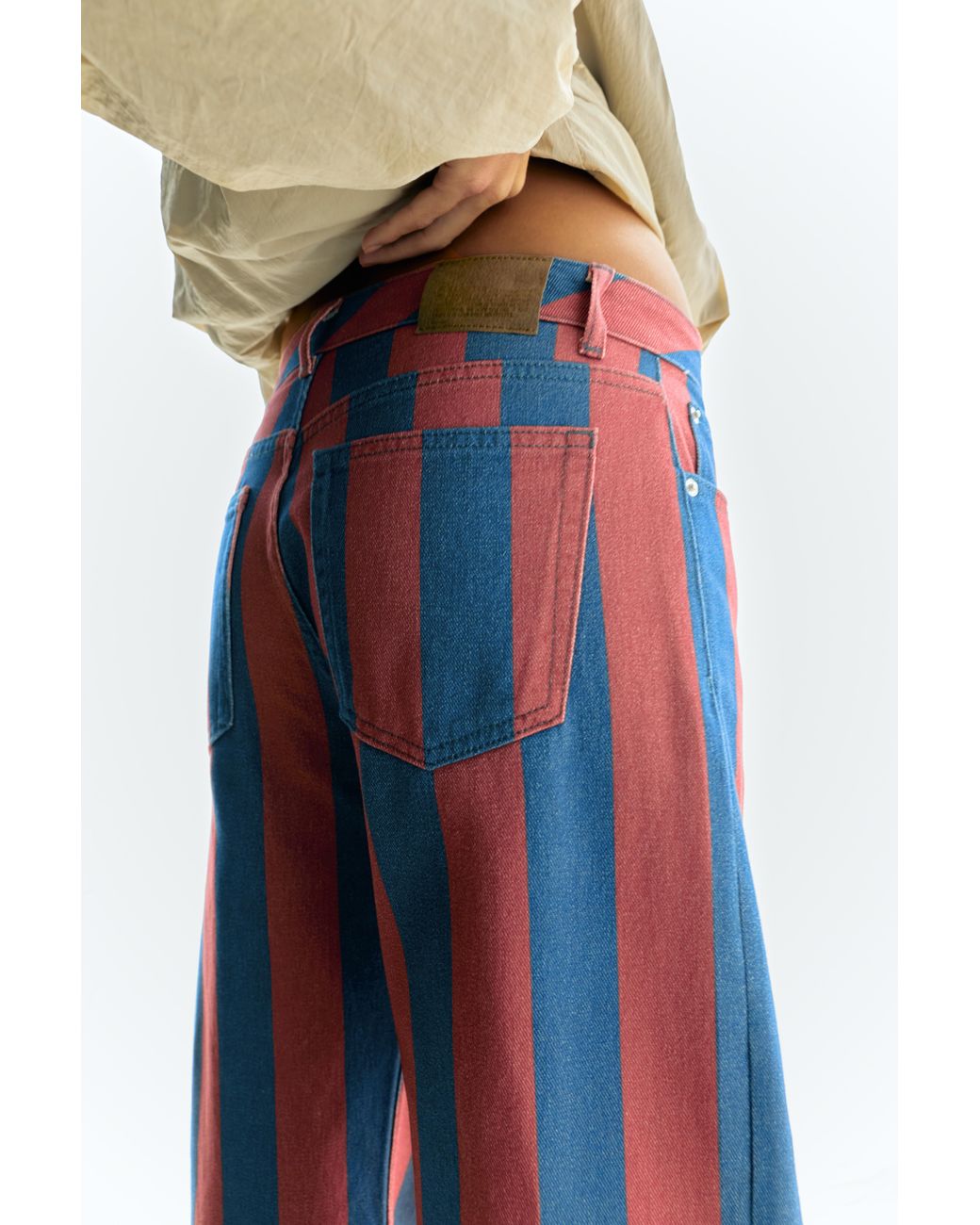 Pull&Bear Blue Striped Straight-Leg Jeans