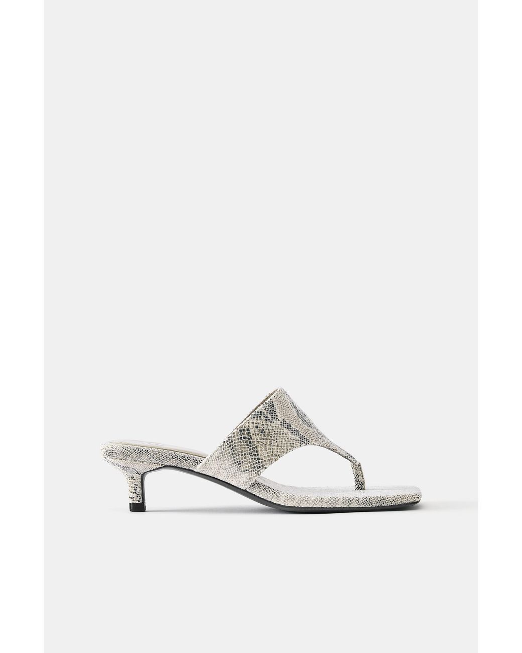 Pull&Bear Blue Snakeskin Print Heeled Sandals