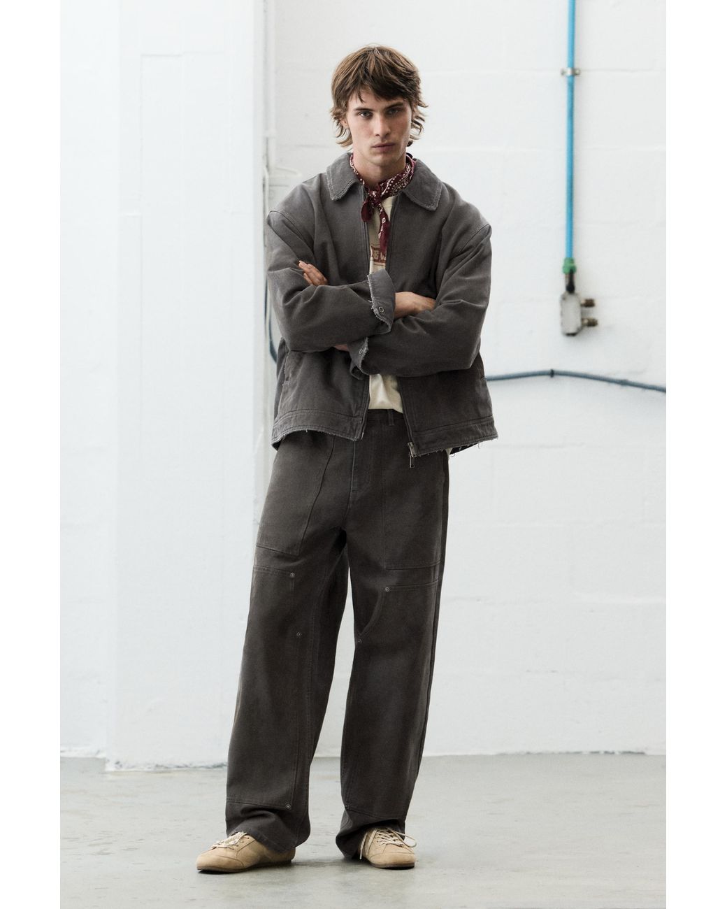 Pull&Bear Gray Washed-Finish Jacket for men