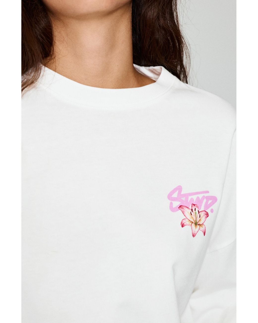 Pull&Bear White Oversize Floral Graphic T-Shirt