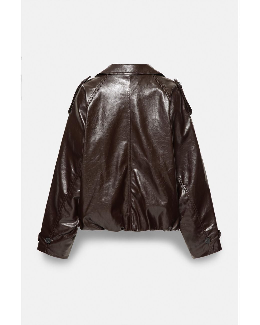 Pull&Bear Korte Gabardine Met Leereffect in het Brown