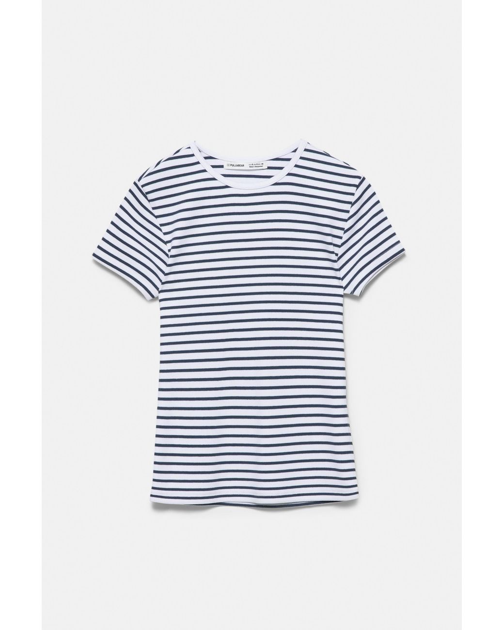 Pull&Bear Blue Ribbed Short Sleeve T-Shirt