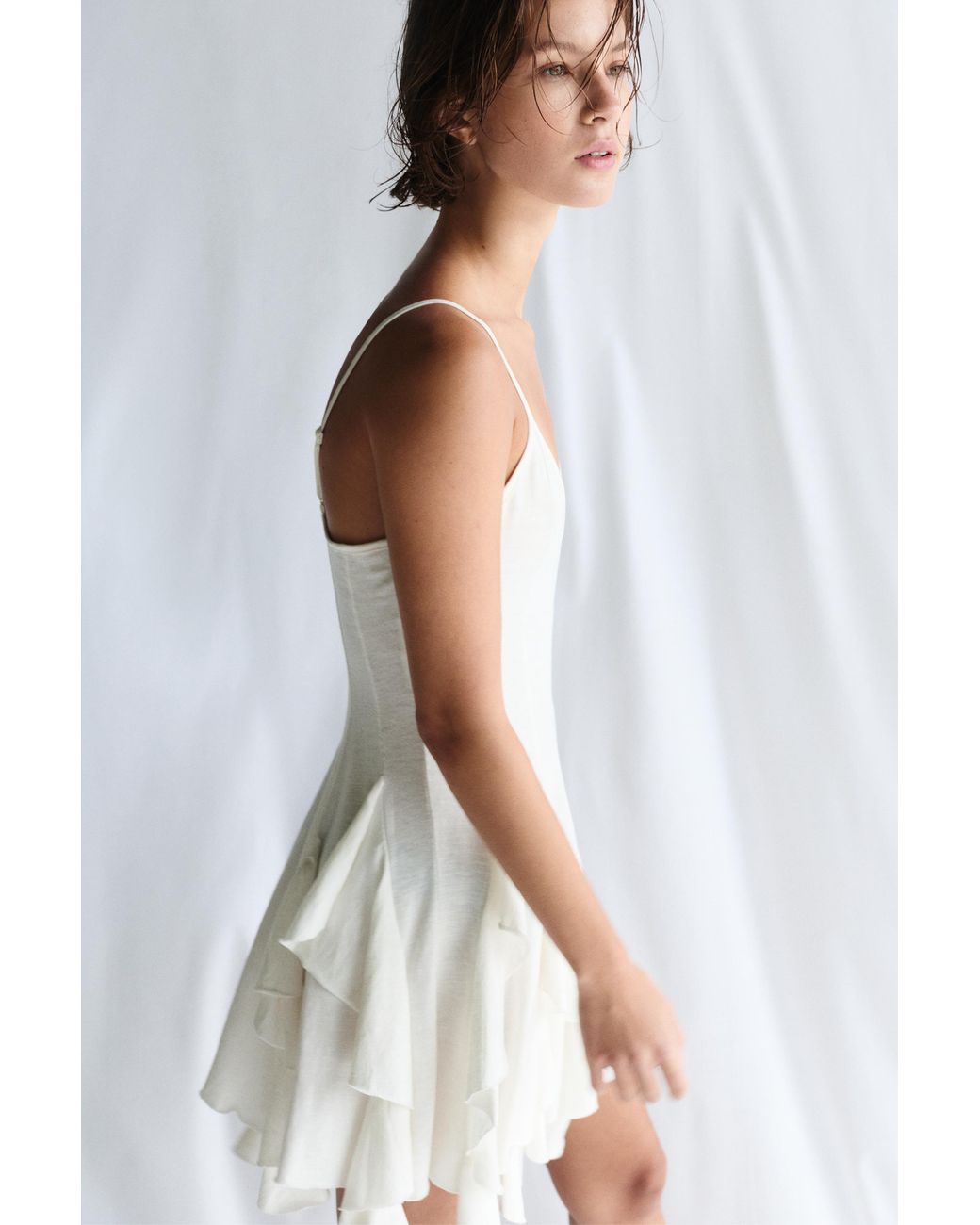 Pull&Bear White Strappy Flared Mini Dress