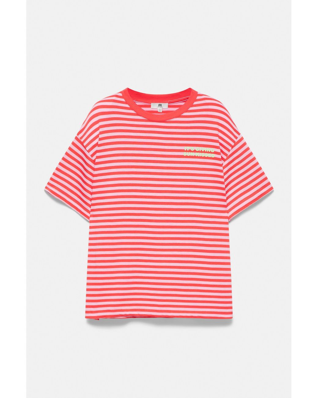 Pull&Bear Red Striped Text T-Shirt