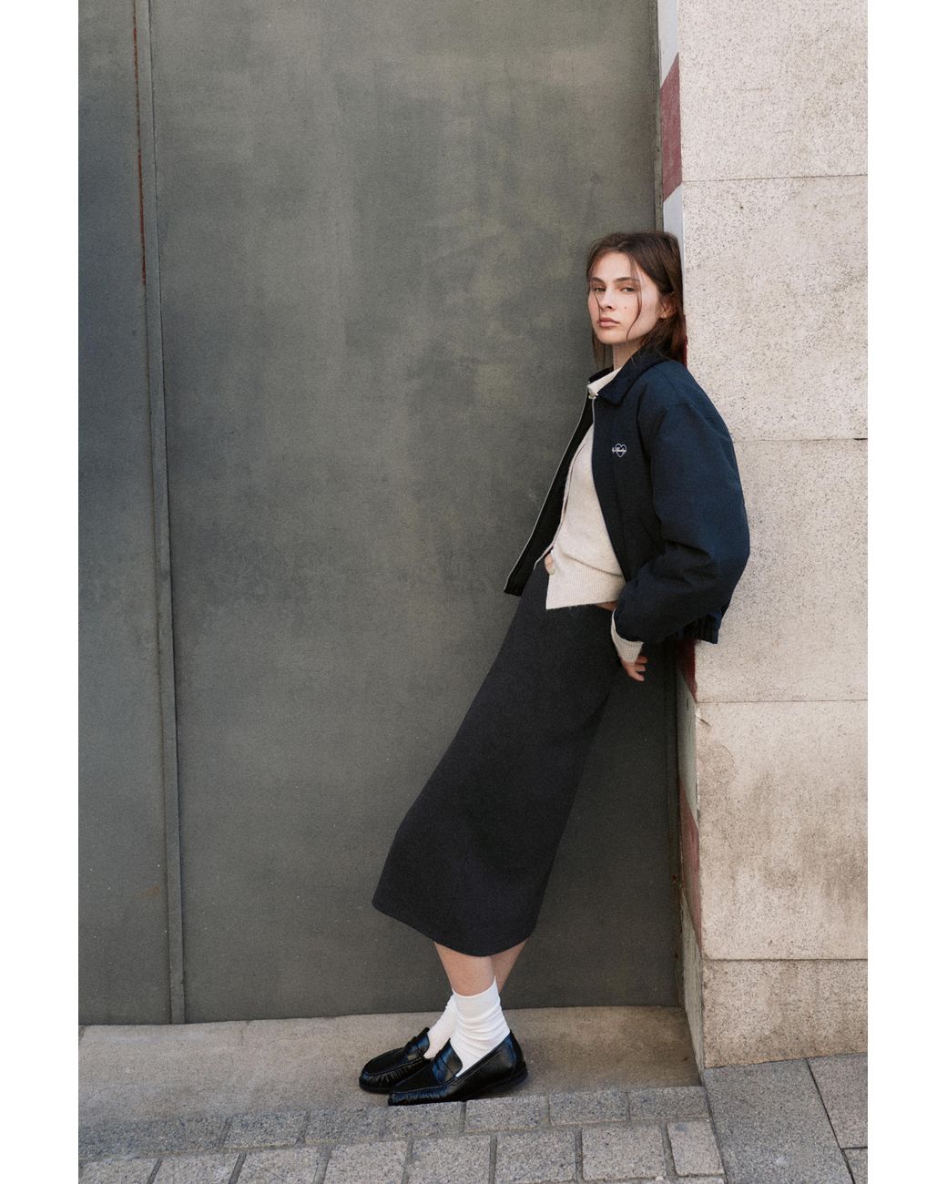 Pull&Bear Rechte Midirok Met Zachte Touch in het Gray