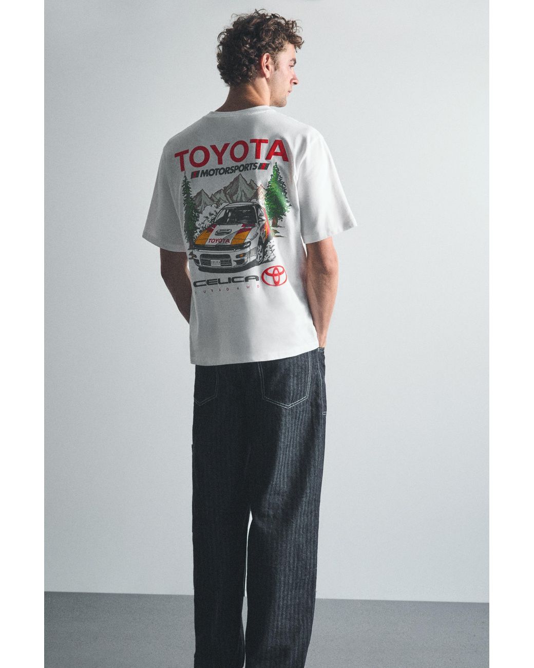 Pull&Bear Gray Toyota Regular Fit T-Shirt for men