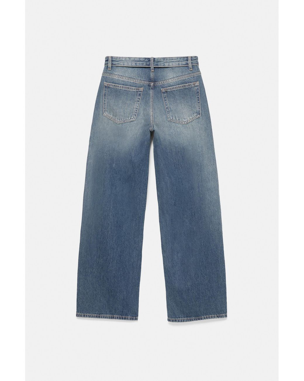 Pull&Bear Blue Balloon Relaxed Fit Jeans With Turned-Over Waistband