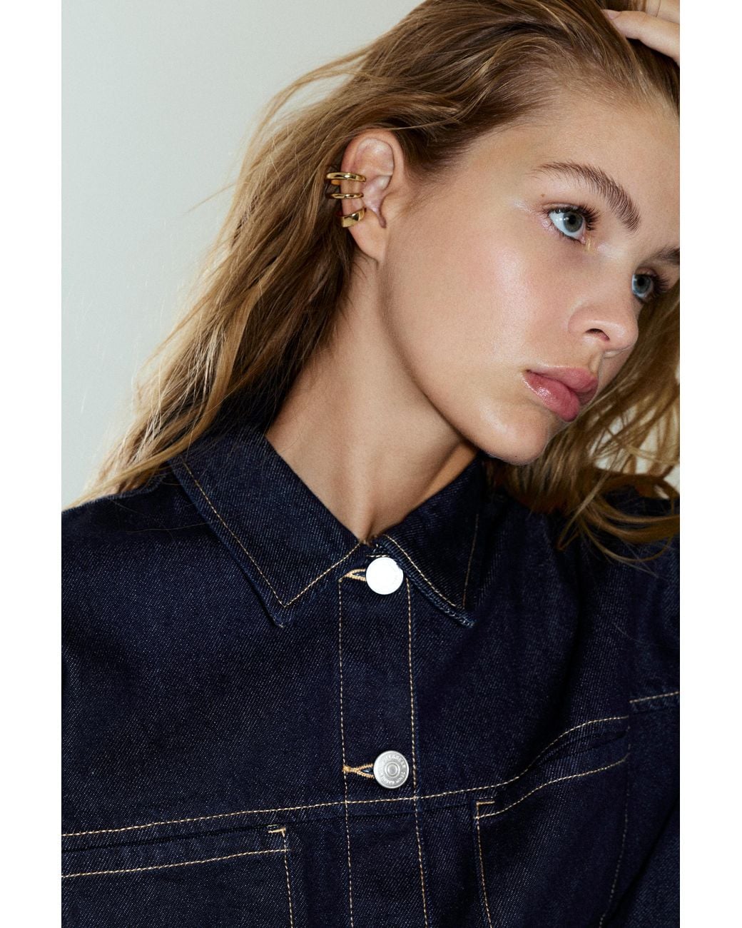 Pull&Bear Blue Fitted Denim Shirt