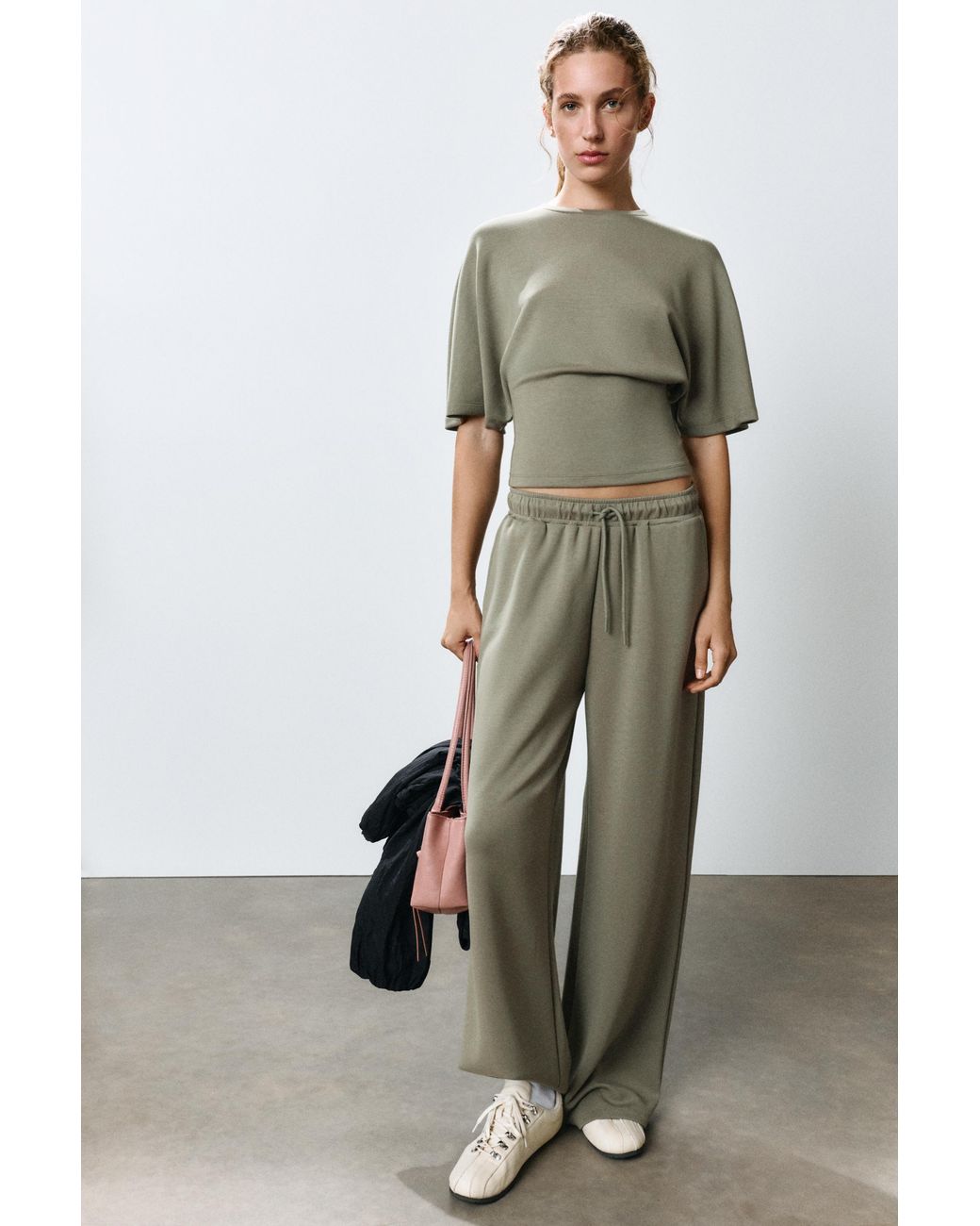 Pull&Bear Green Modal Batwing Sleeve T-Shirt