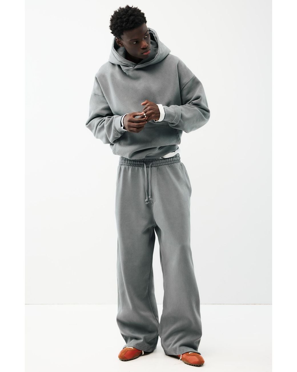 Pull&Bear Gray Stwd Jogger Trousers for men