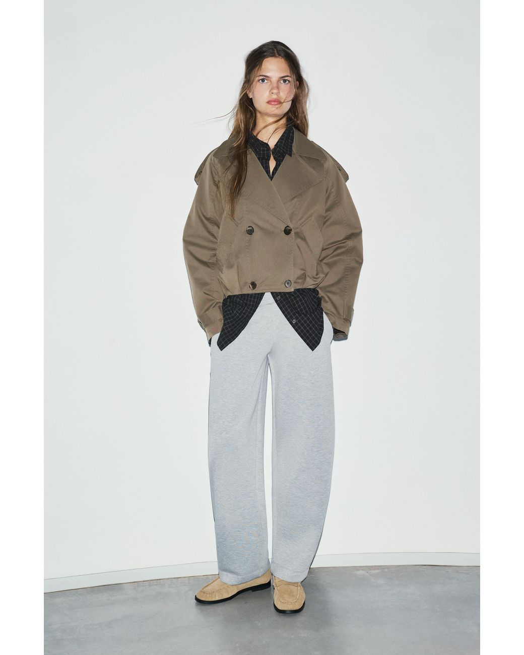 Pull&Bear Brown Balloon-Fit Short Trench Coat