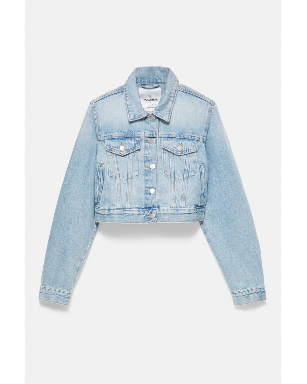 Pull&Bear Blue Cropped Denim Jacket