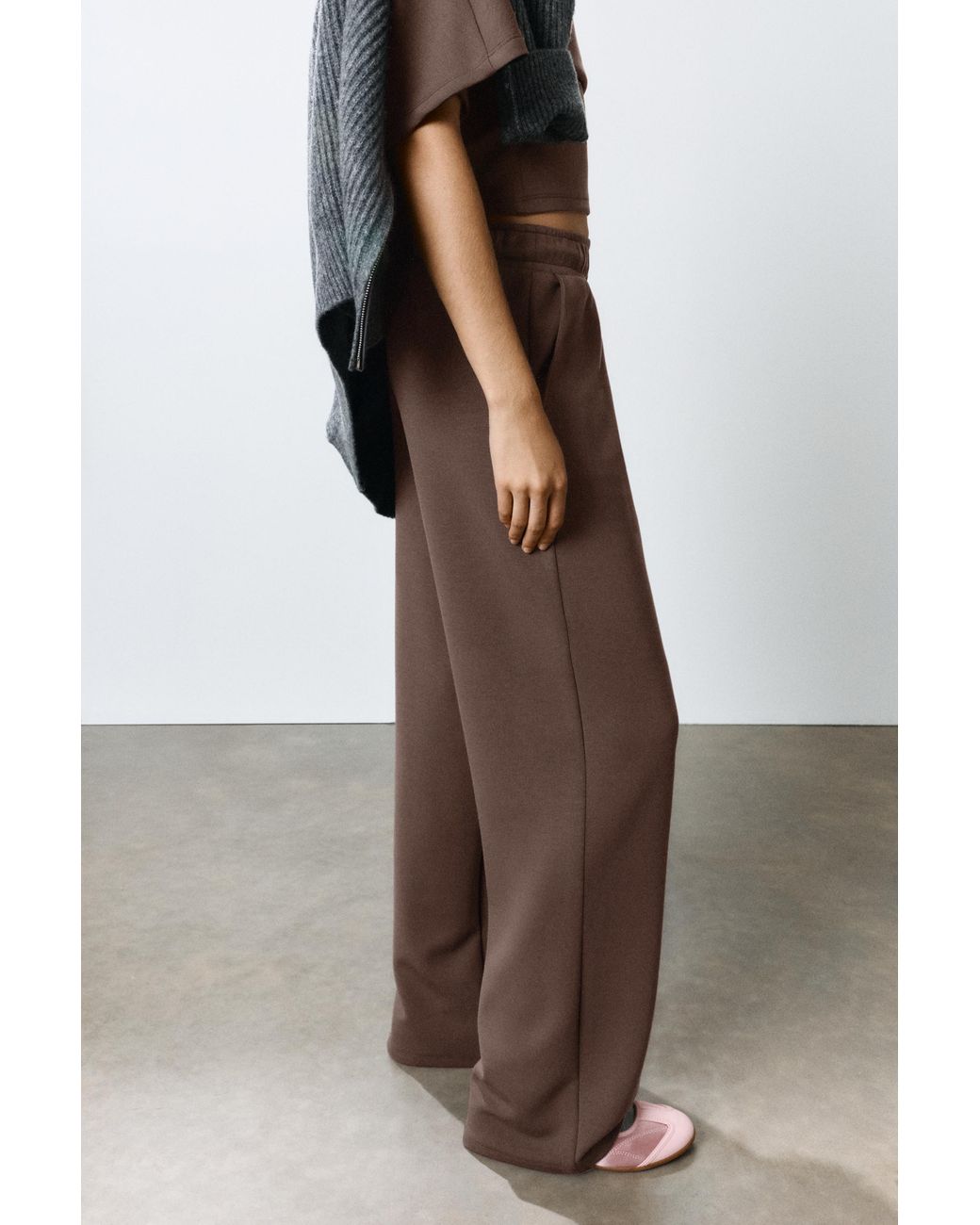 Pull&Bear Natural Modal Wide-Leg Trousers