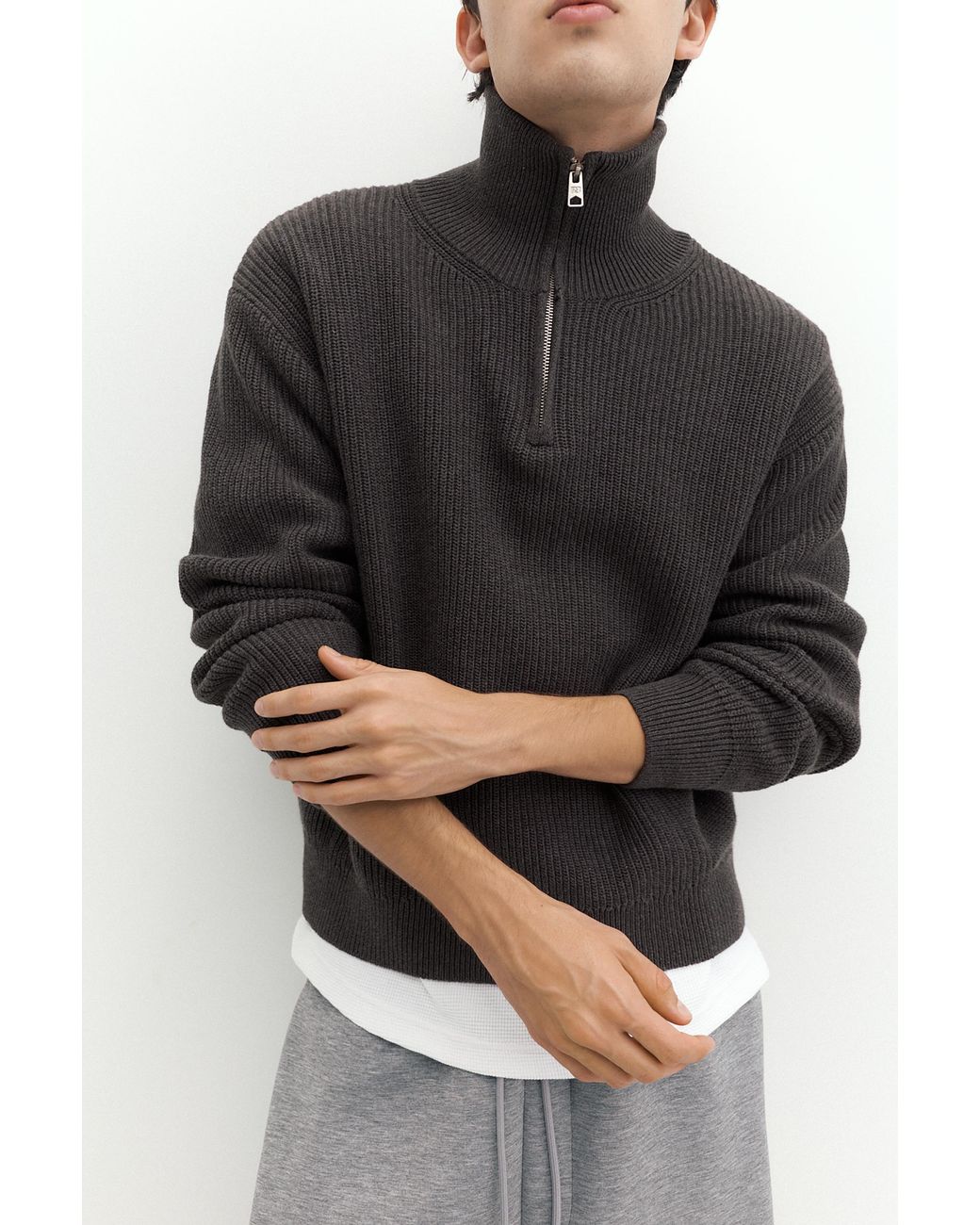 Pull&Bear Blue Quarter-Zip Jumper for men