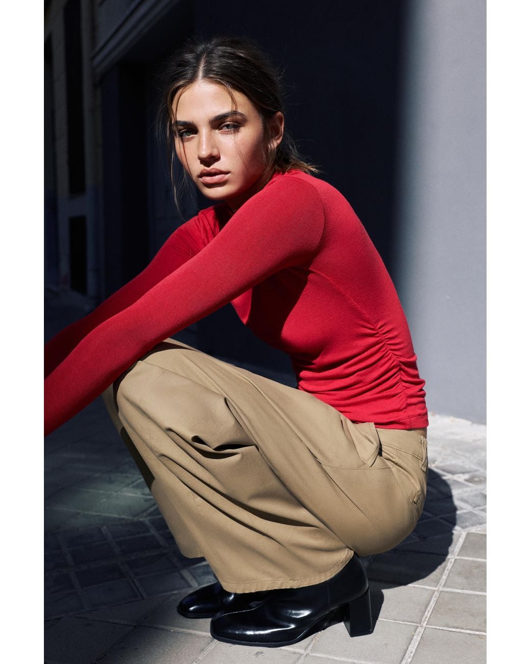 Pull&Bear Top With Gathered Sides