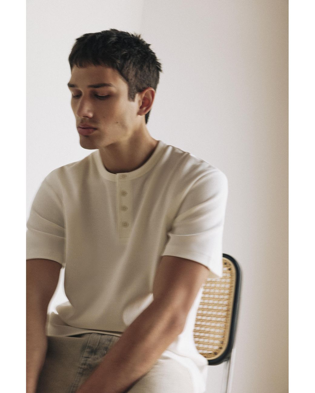 Pull&Bear Multicolor Slim-Fit Henley Neck T-Shirt for men