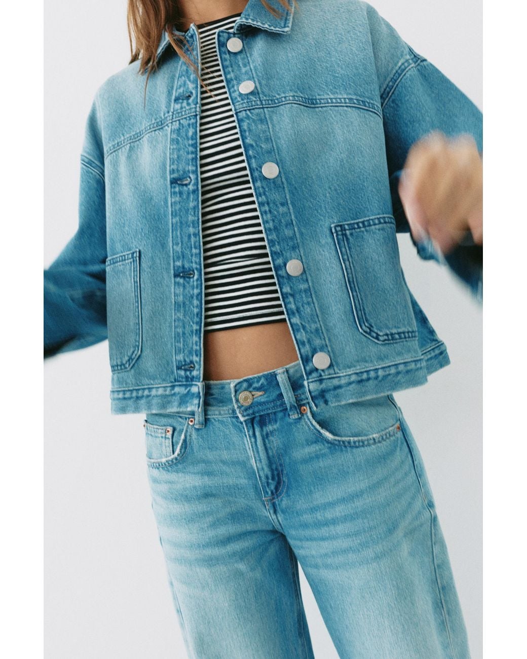 Pull&Bear Blue Boxy Denim Overshirt