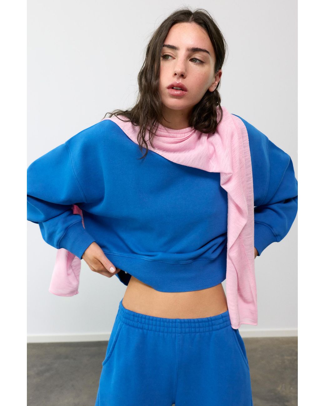 Pull&Bear Blue Round Neck Sweatshirt
