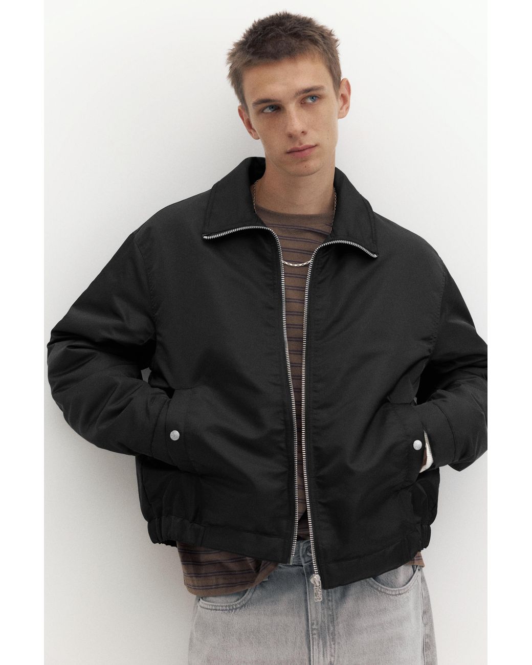 Pull&Bear Boxy Bomberjack in het Black voor heren