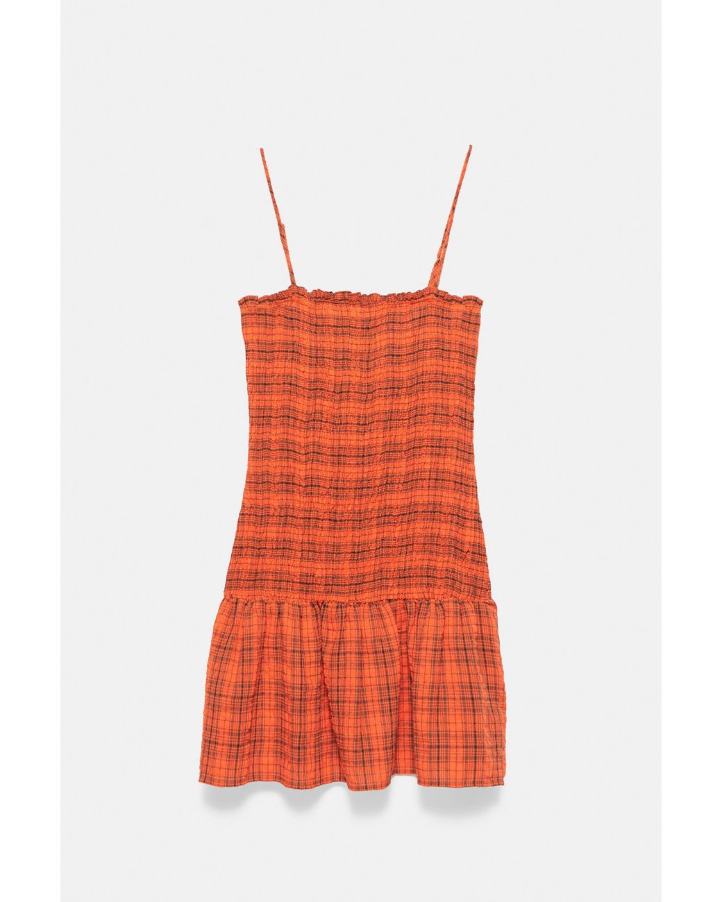 Pull&Bear Red Check Smocked Dress