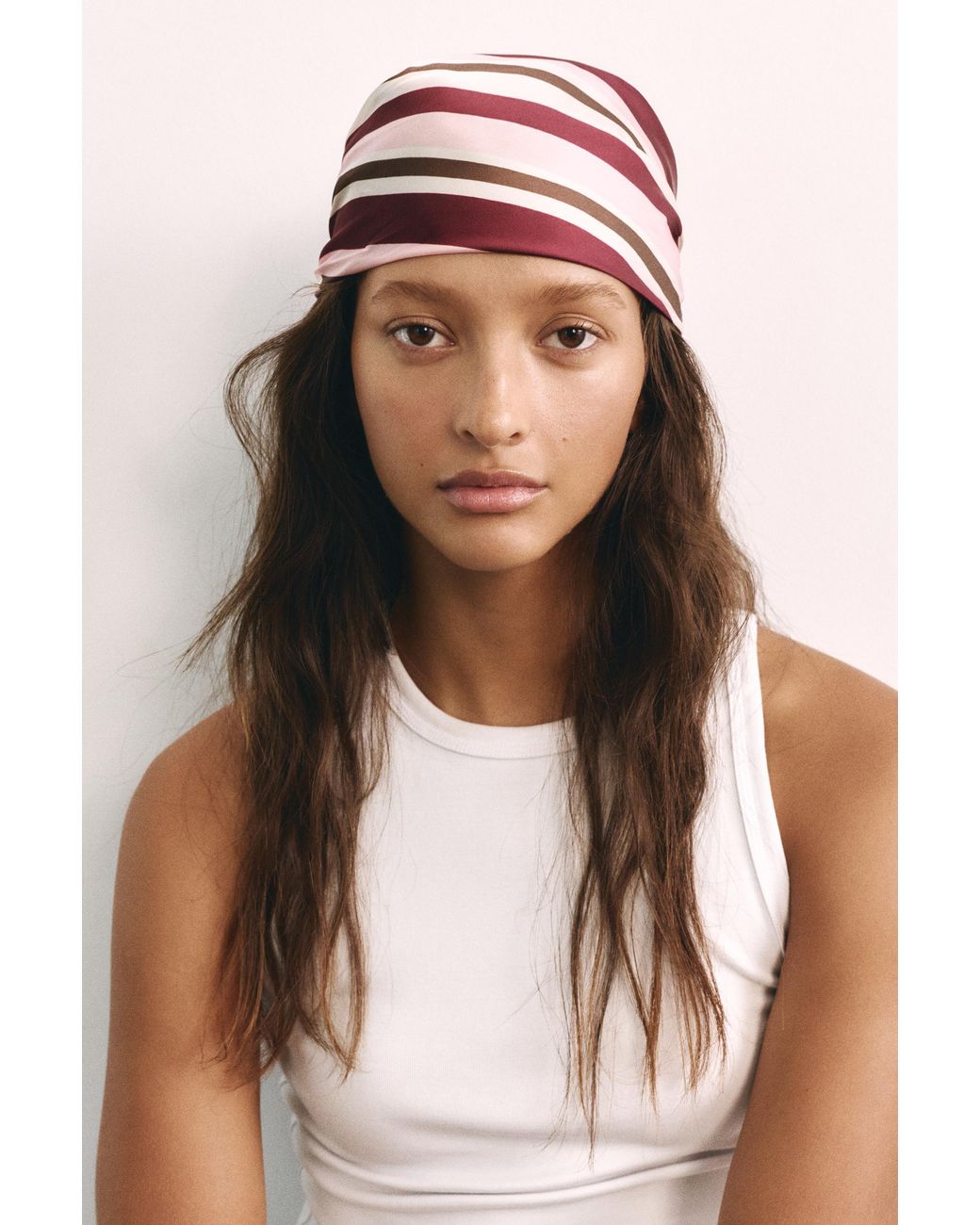 Pull&Bear White Striped Satin Scarf